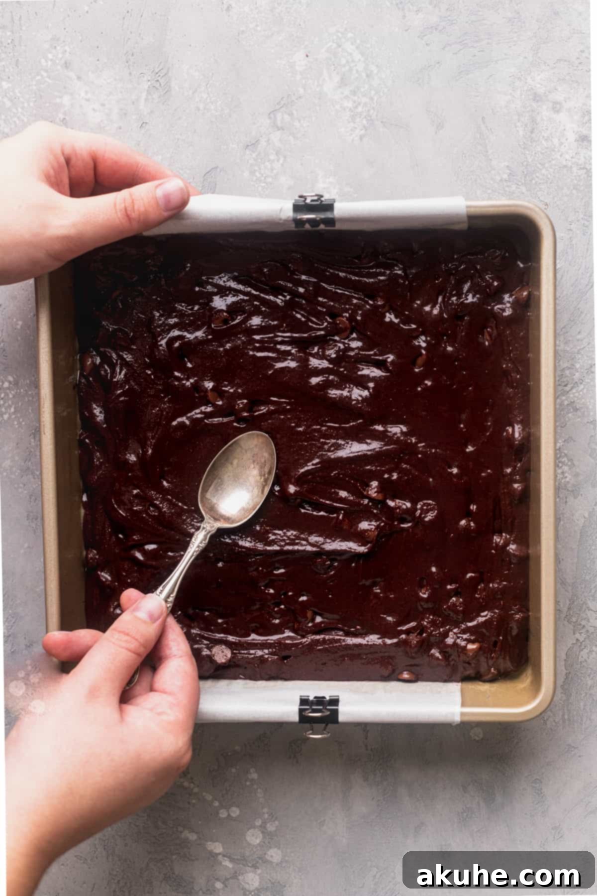 Forget the Box Ultimate Homemade Brownies 8 Spreading the brownie batter in the pan.