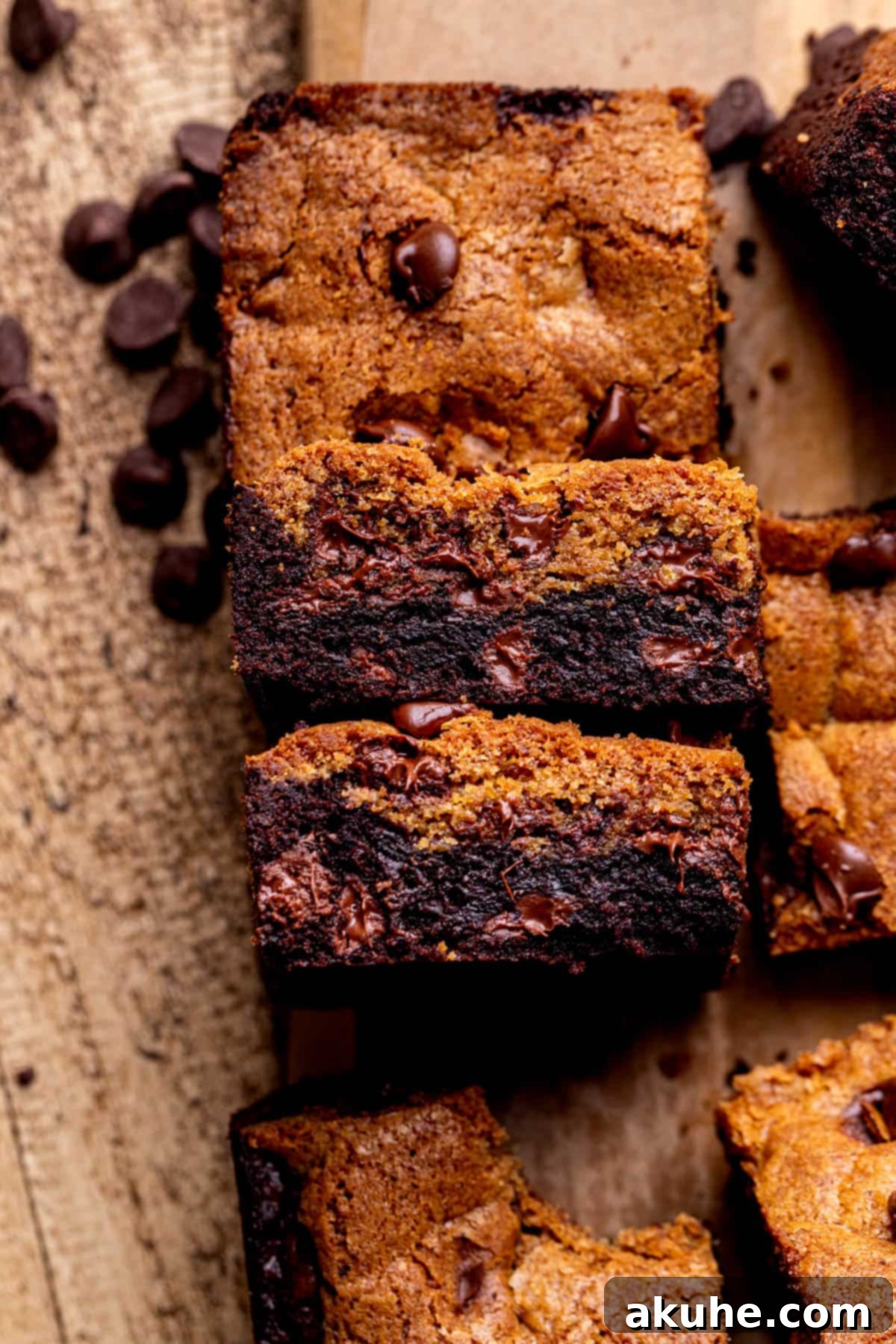 Hybrid Water Jewels 11 Two brownie cookie bars presented on their side.