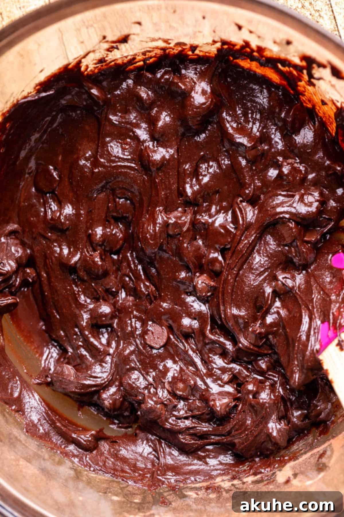 Hybrid Water Jewels 7 Fudgy brownie batter in a glass bowl, ready for baking.