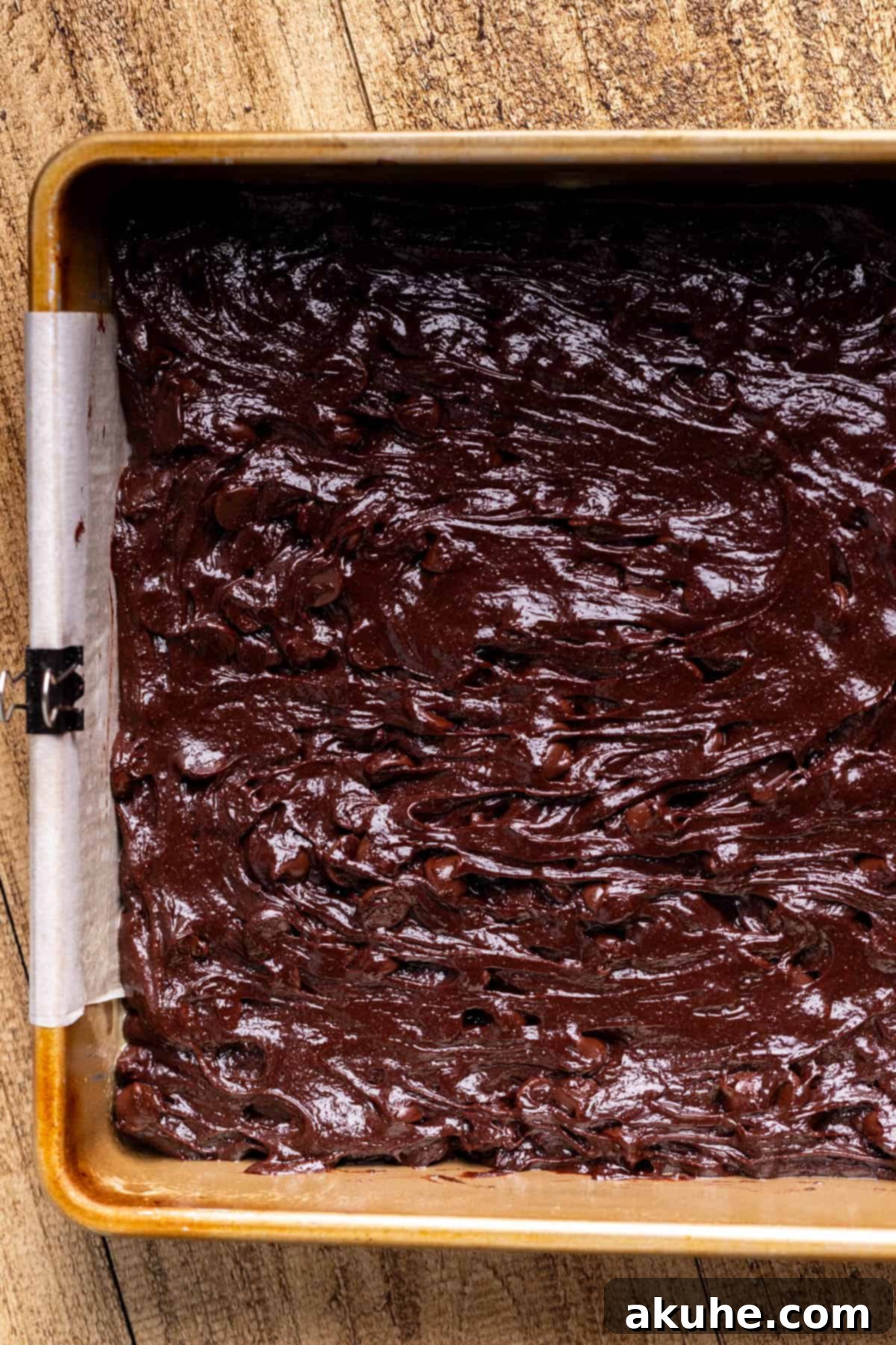 Hybrid Water Jewels 8 Brownie batter spread evenly in the prepared baking pan.