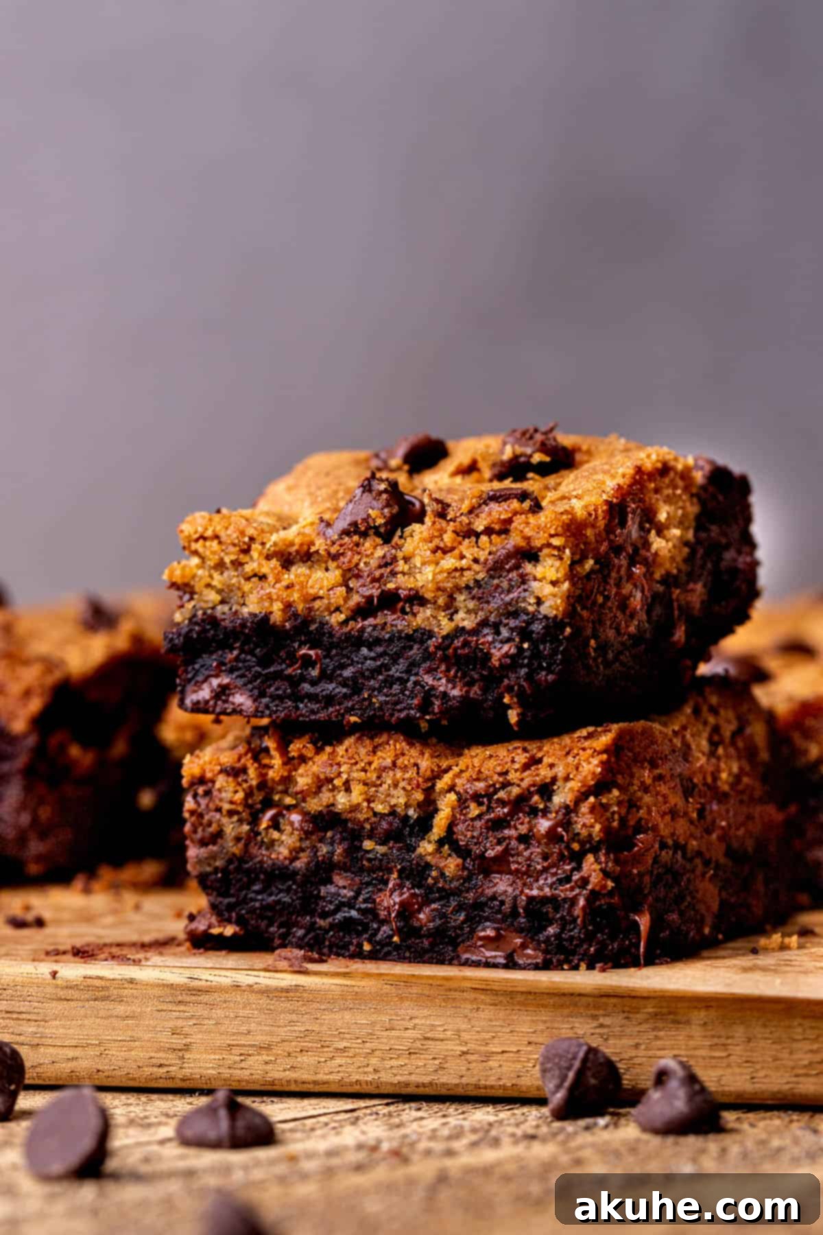 Hybrid Water Jewels 10 A stack of two beautifully layered brookie bars.