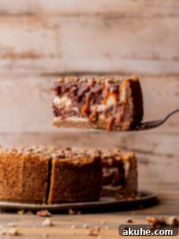 Taking a slice out of turtle cheesecake.