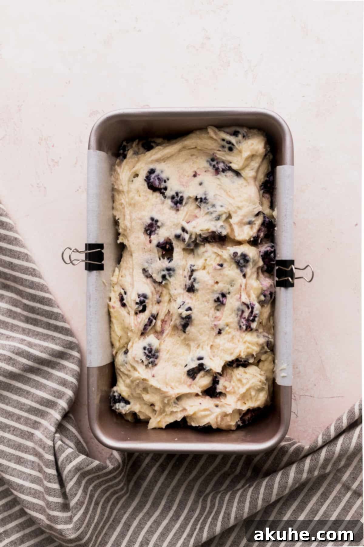 Zesty Blackberry Lemon Loaf 7 Lemon batter in a loaf pan.