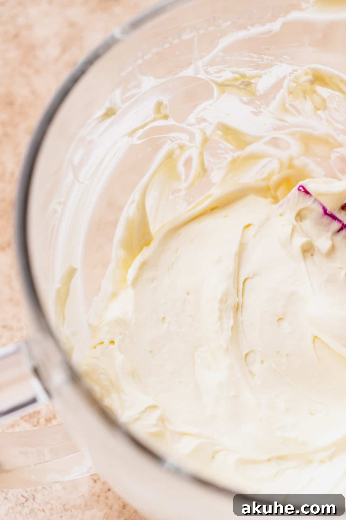 Marbled No Bake Pumpkin Cheesecake 9 Close up of cheesecake batter.