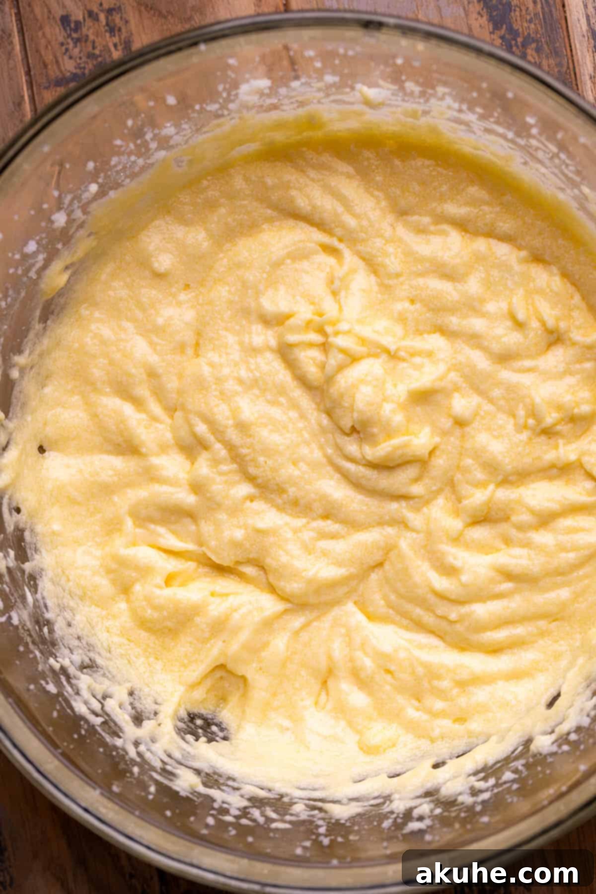 Ultimate Smores Cake 4 Wet ingredients in a bowl, showing the consistency before mixing.