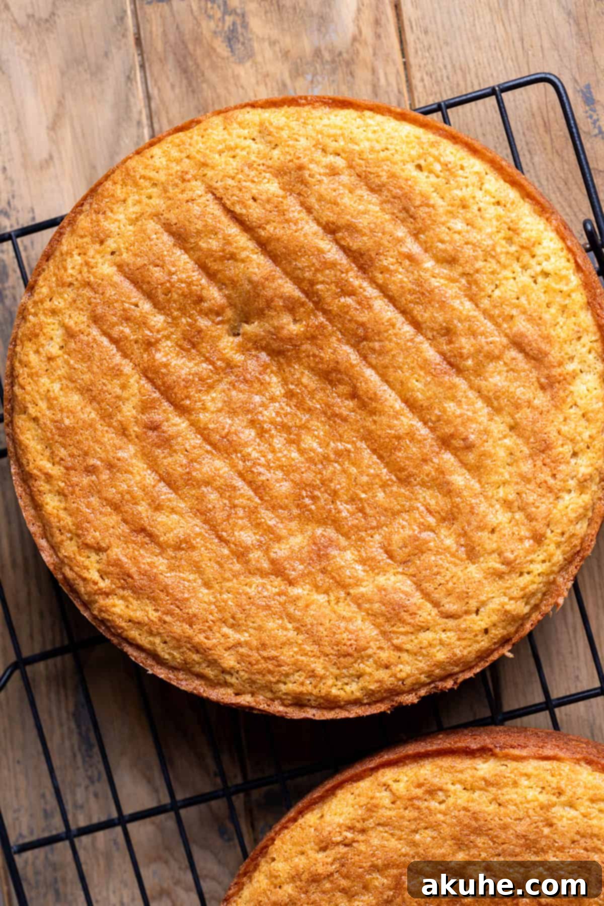 Ultimate Smores Cake 6 Freshly baked graham cracker cake layers cooling on a wire rack.