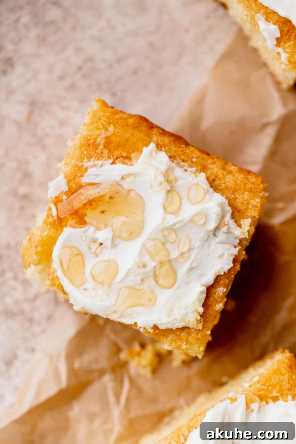 Buttery Honey Cornbread 10 Top view of cornbread.