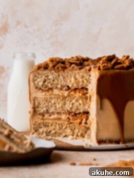 Cut open Biscoff layered cake.