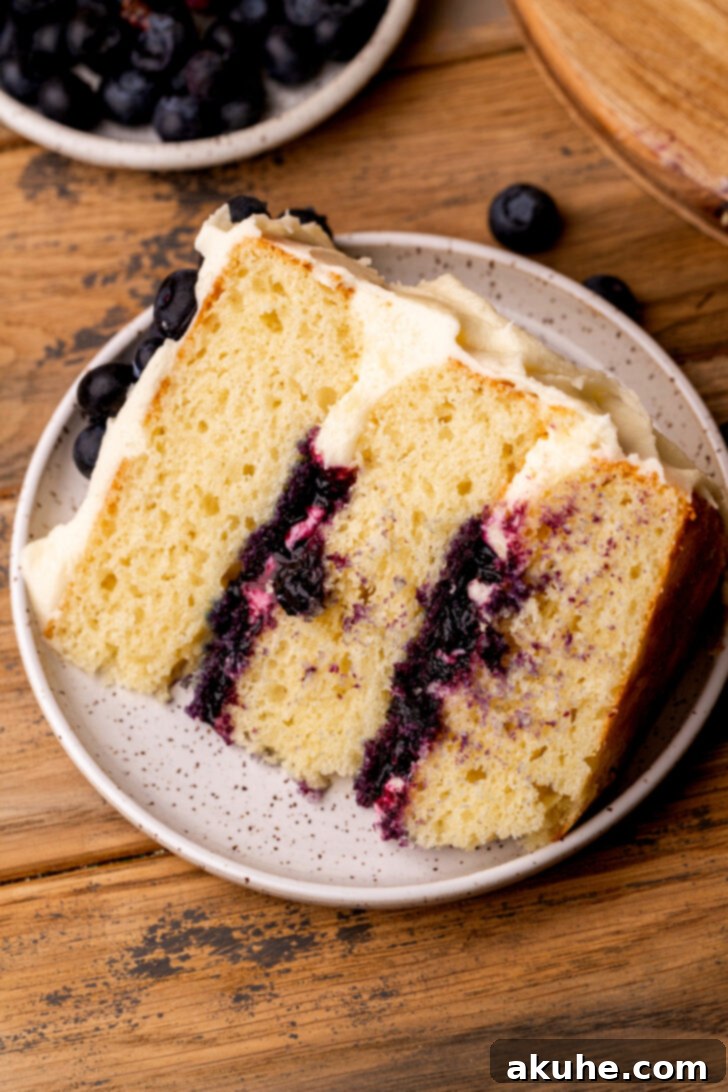 Blueberry Bliss Cake 12 A single, perfectly plated slice of blueberry jam cake, ready to be enjoyed.