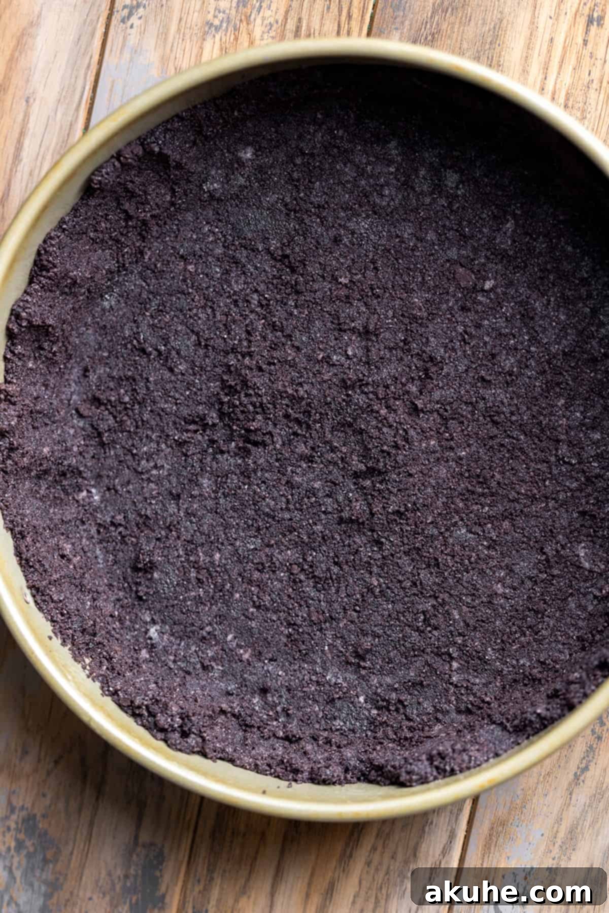 Decadent Nutella Cheesecake 4 Oreo crust perfectly pressed into a springform pan, ready for the cheesecake filling.