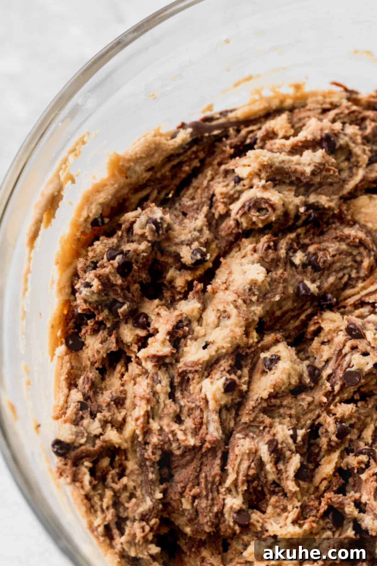 Decadent Peanut Butter Nutella Cookies 7 Nutella beautifully swirled into the cookie dough, creating a marbled effect.