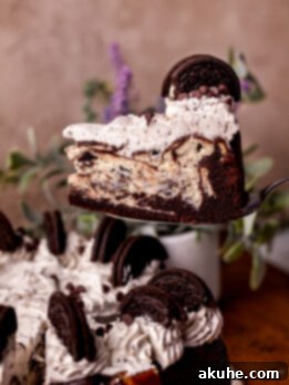 Oreo Dream Cheesecake 12 Close-up of a slice of Oreo Cake Cheesecake