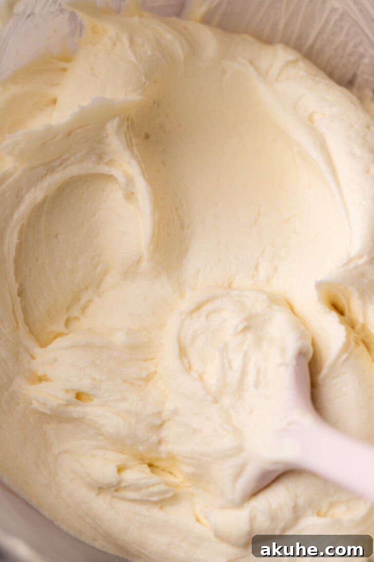 A bowl of freshly made cream cheese frosting.